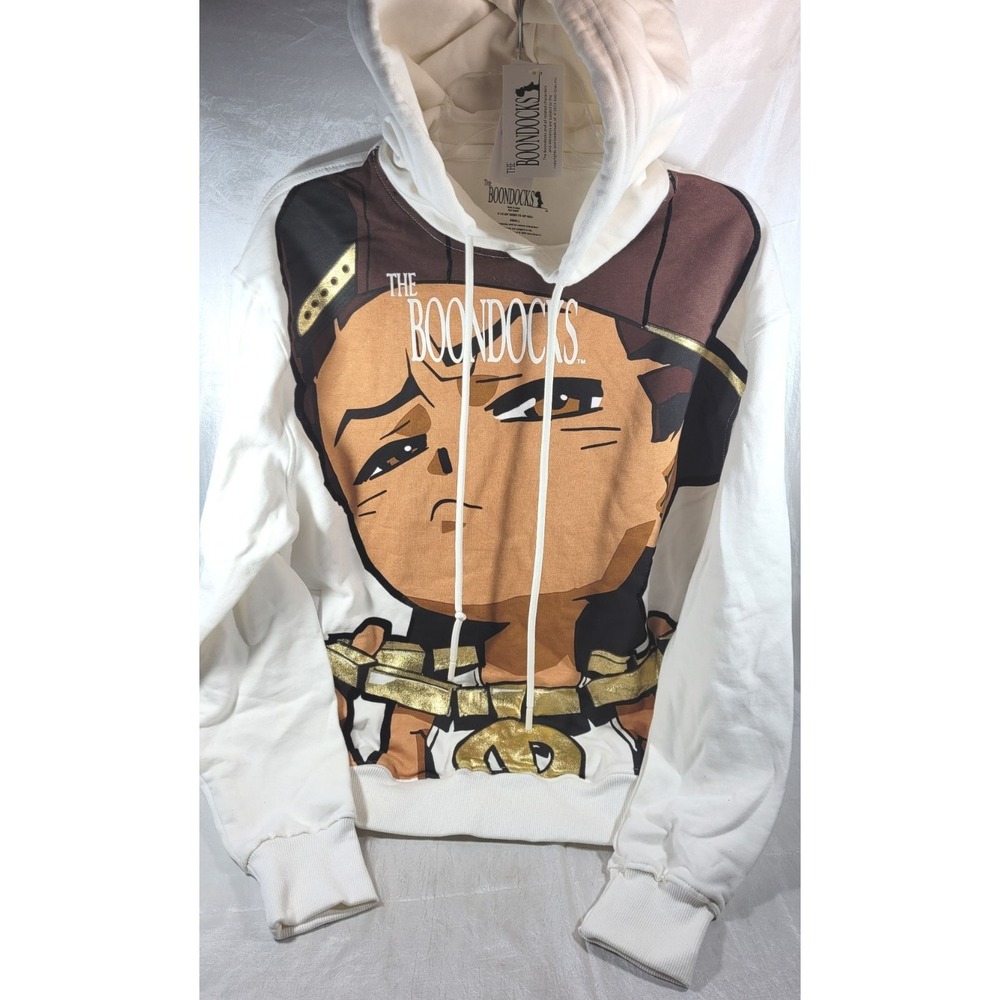 The Boondocks Riley Chain Big Face White Hoodie Sweatshirt - Size Small